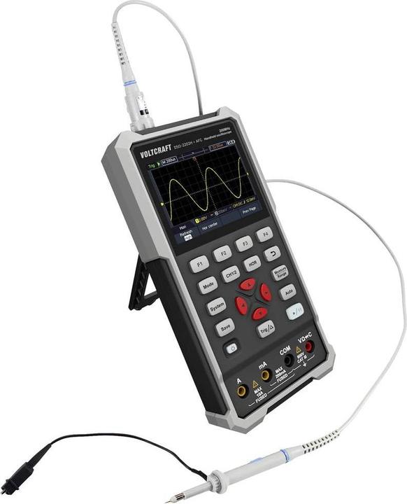 Produktbild Voltcraft DSO-2202H + AFG Hand-Oszilloskop 200MHz 2-Kanal 1 GSa/s 8 kpts 8 Bit Handgerät 1St. (CAT II 400V)