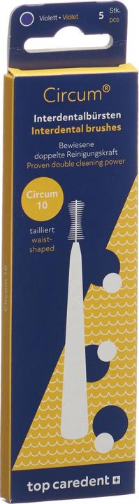 Produktbild Top Caredent Circum 10 Interdentalbürsten violett mit Griff (5 x)