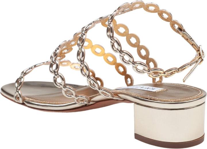 Actual product image Aquazzura Aquazzurra infinity chain ​​35 sandal in mirrored leather, gold color (40)