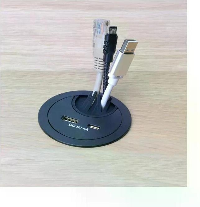 Produktbild Max Hauri Office Line Kabeldurchführung mit USB/A und USB/C Charger