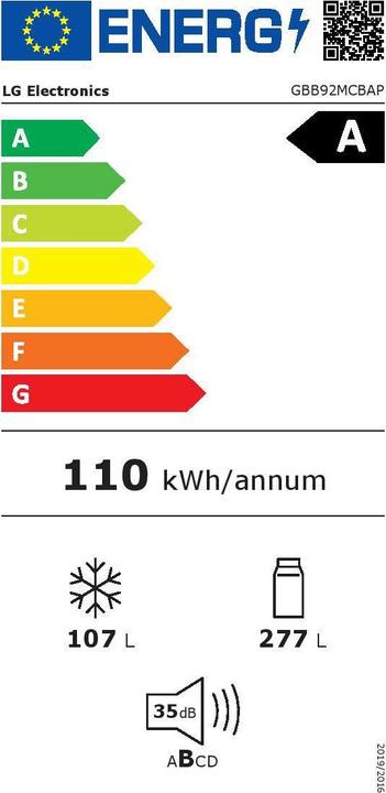 Energie-Label LG GBB92MCBAP (384 l)