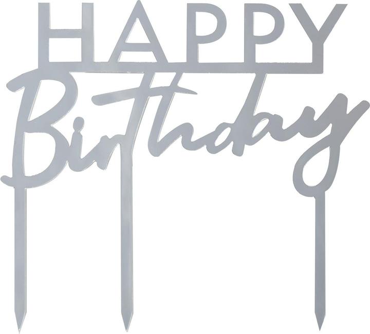 Immagine prodotto Ginger Ray Cake Topper Buon Compleanno Argento (1 x)