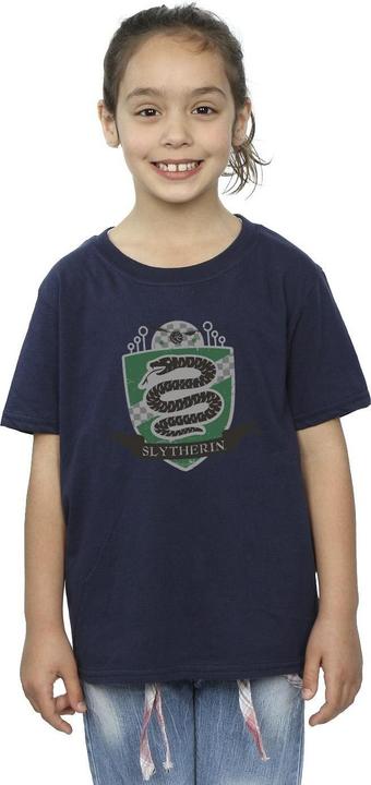 Actual product image Girls Slytherin Chest Badge Cotton T-Shirt (152, 158)