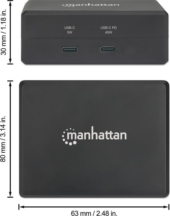 Immagine prodotto Manhattan 130554 Hub di ricarica Smart Video Power Delivery (USB-C, 1 Porti)