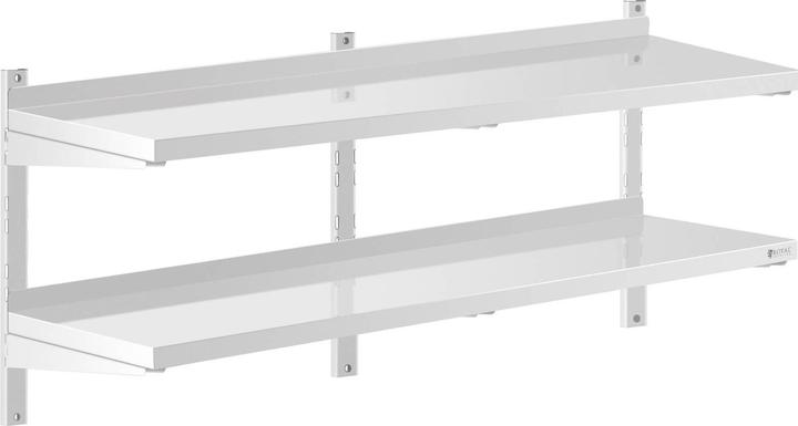 Actual product image Royal Catering Stainless Steel Wall Shelf - 2 shelves - 40 x 140 cm (140 x 40 cm)