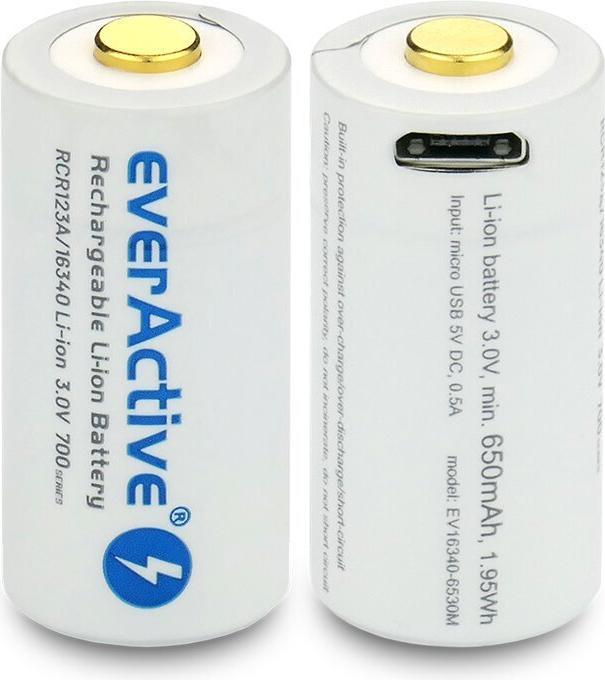 Actual product image Everactive 16340 / RCR123A 3V 700 mAh - Rechargeable battery (1 pcs., RCR123A, 650 mAh)