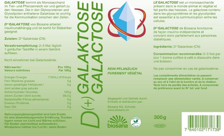 Nährwerte und Zutaten Biosana D (+) Galactose (1 Stück, Pulver, 300 g)
