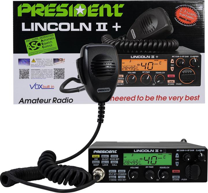 President Amateur radio LINCOLN II + ASC 10/12M, Roger Beep, ANL, NB, Hi-Cut filter, AM-FM-USB-LSB-CW