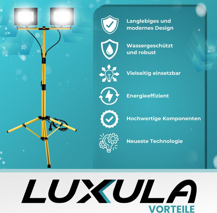 Image du produit Luxula Projecteur de chantier à LED avec trépied (10000 lm, IP65)