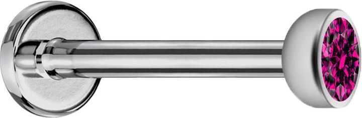 Image du produit Star Piercing Micro Labret femelle argenté avec cristal demi-sphère fuchsia (sans laiton, sans laitonTitan G23)