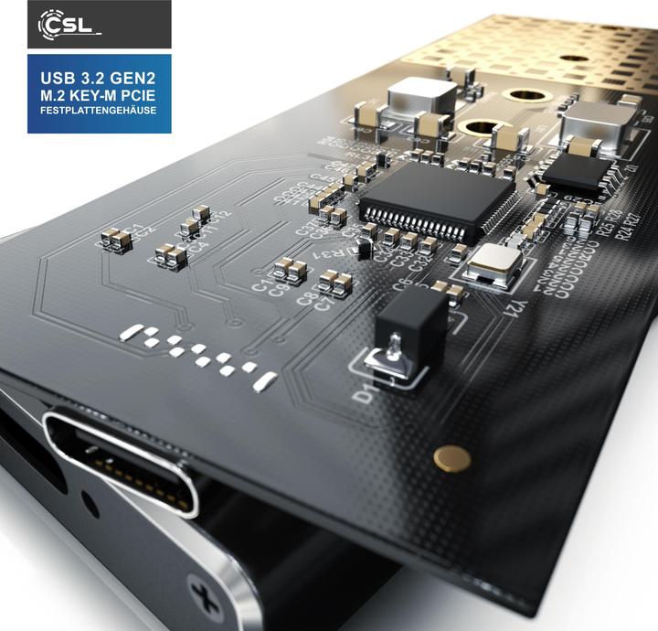 Produktbild CSL Festplatten Gehäuse, M.2 Key-M PCIe Festplattengehäuse extern USB 3.2 für NVME M.2 SSDs, UASP (M.2)