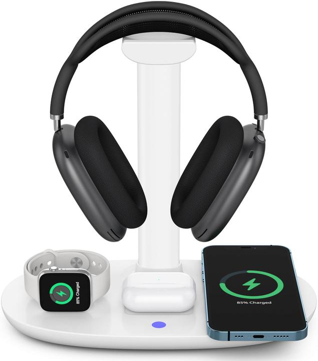 Actual product image PhoneLook Station de charge 4 en 1 moderne 30W sans fil avec support casque pour AirPods Max, iPhone, Apple Wa (15 W)