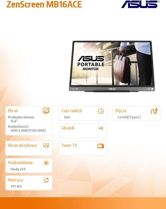 Produktbild ASUS ZenScreen MB16ACE (1920 x 1080 Pixel, 15.60")