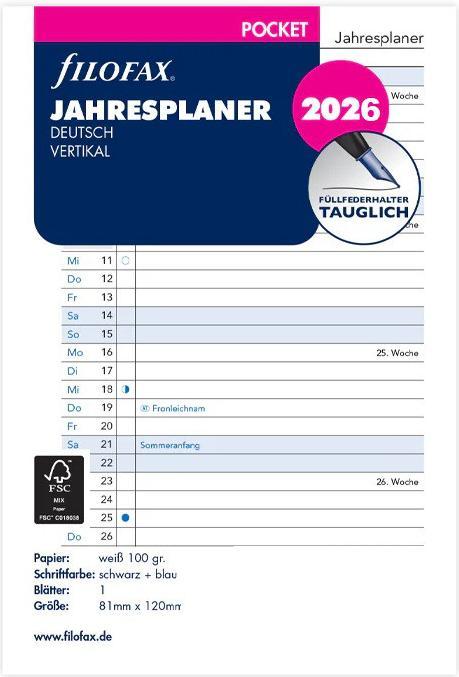 Actual product image Filofax PO ANNUAL PLAN 2026 GERMAN (German)