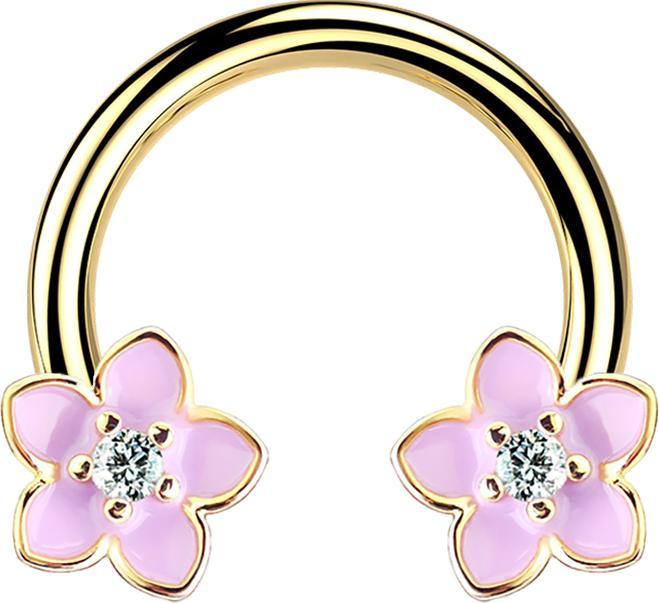 Produktbild Star Piercing Circular Barbell 14k vergoldet Blume (Chirurgenstahl 316L, Messing)