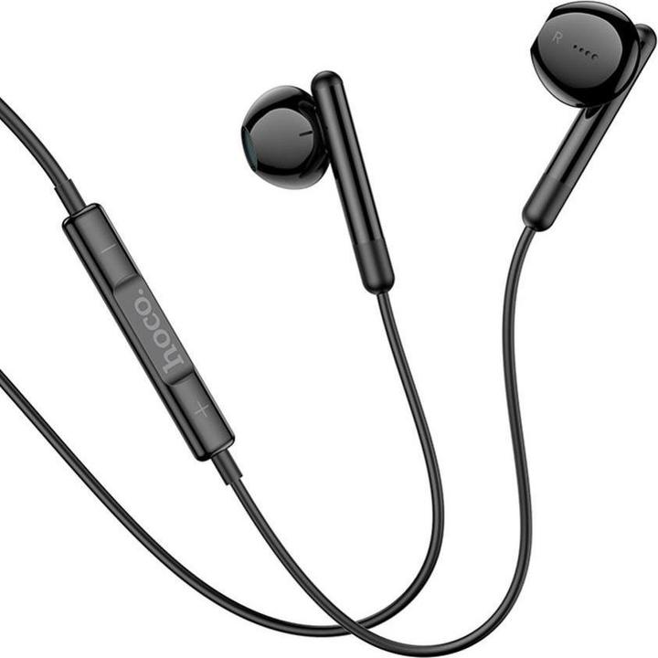 Hoco Wired headphones wire earphones Type C with microphone M93 black (Filaire)
