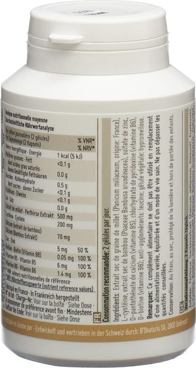 Nährwerte und Zutaten B'Onaturis Hirse plus (120 Stück, Kapseln, 110 g)