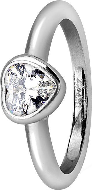 Produktbild Star Piercing Ring silber mit Herzkristall (Chirurgenstahl 316L)