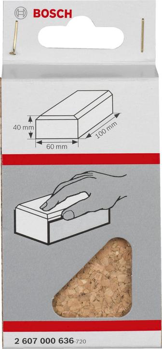 Immagine prodotto Bosch Professional Zubehör Blocco di levigatura manuale, lunghezza x larghezza: 60 x 100 mm, in sughero, piccolo (P60, P100)