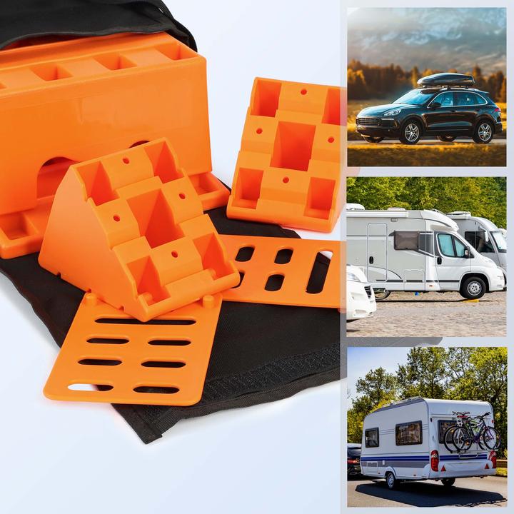 Actual product image Wiltec Caravan Levelling Ramps Set 2 Pieces Integrated Chocks Motorhome Leveller