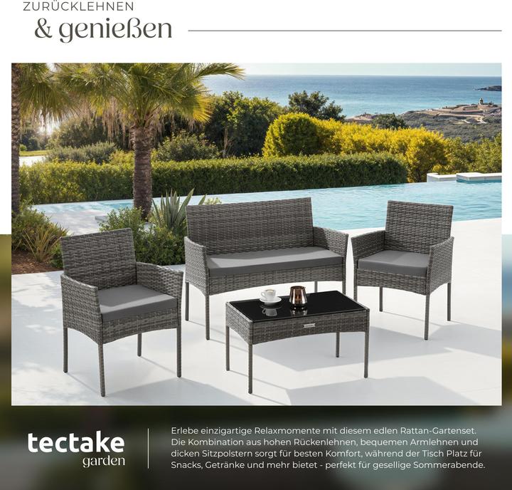 Immagine prodotto tectake Set da giardino in rattan Palese per 4 persone