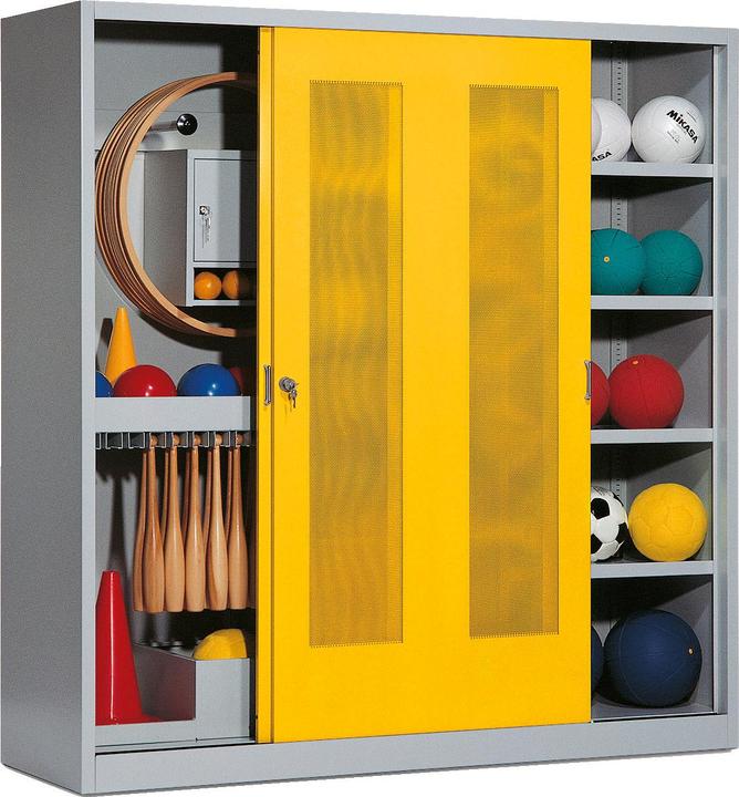 Produktbild C+P Sportgeräteschrank (HxBxT: 195x190x60 cm, mit Lochblech-Schiebetüren, Typ 5)