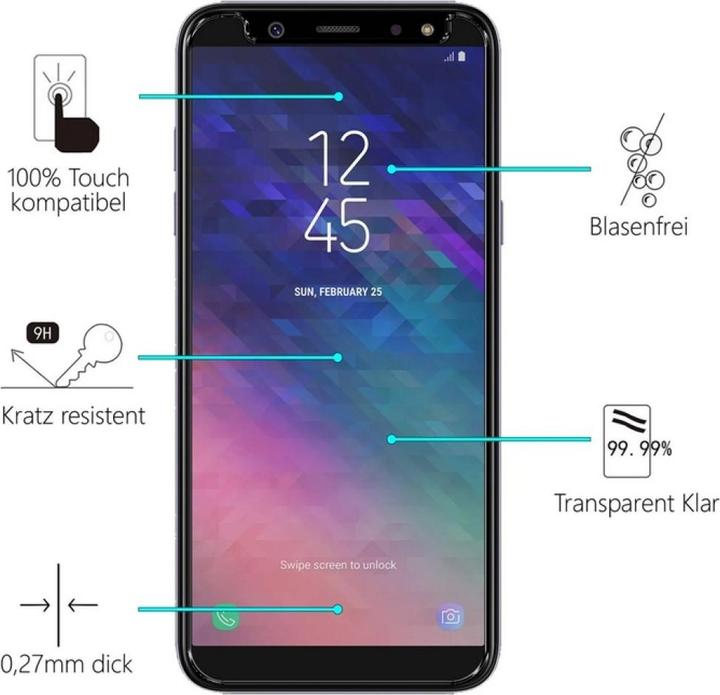Produktbild Screenguard Samsung Galaxy A6 2018 Panzerglas Schutzfolie Case Friendly Design (1 Stück, Samsung Galaxy A6)