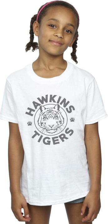 Actual product image Netflix Girls Stranger Things Hawkins Grey Tiger Cotton T-Shirt (152, 158)
