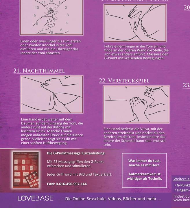 Image du produit Yoni-Massage Kurzanleitung (2020) - 23 Massage-Techniken für die Tantramassage und mehr Genuss (Allemand, Yella Cremer, 2015)
