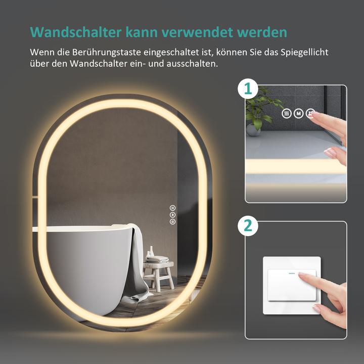 Actual product image Emke Bathroom Mirror With Lighting Φ70cm,Fog-Free, 3 Colour Temperatures (3000K-6500K)&Dimmable