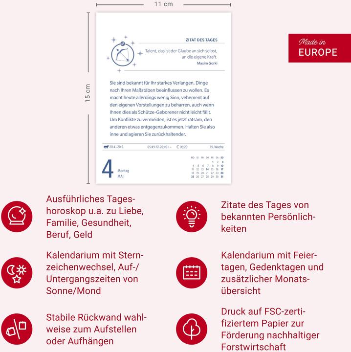 Actual product image Harenberg Schütze Sternzeichenkalender 2026 - Tagesabreisskalender - Ihr Horoskop für jeden Tag (11 x 14 cm, German)