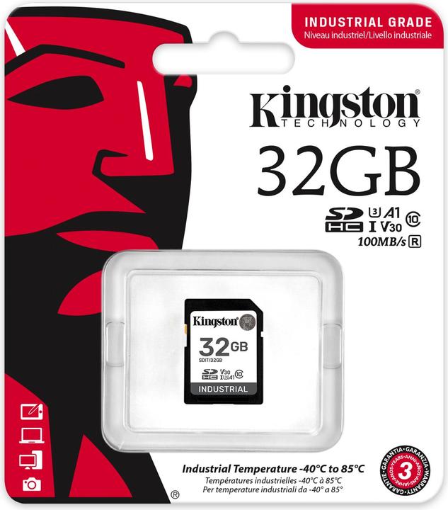 Produktbild Kingston Card Ind. SD +ADP 32GB pSLC (32 GB, SDHC, U3, UHS-I)