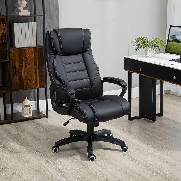 Produktbild Swisshandel24 Bürostuhl mit Massage ergonomisch Massage Sessel 6 Vibrationspunkte Leinen-Gefühl einstellbar Schwar