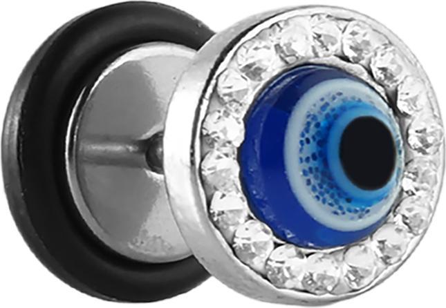 Immagine prodotto Star Piercing Fake Plug silber mit Auge und Kristallen (senza ottone, Acciaio chirurgico 316L)