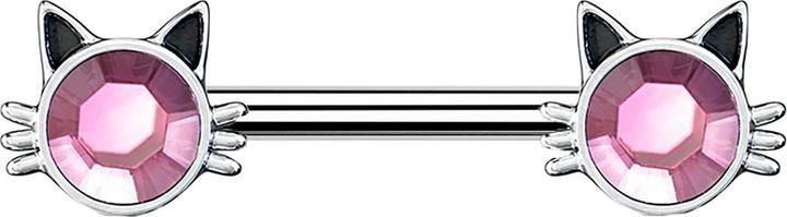 Produktbild Star Piercing Barbell silber Katze mit Kristall (Chirurgenstahl 316L, Messing)