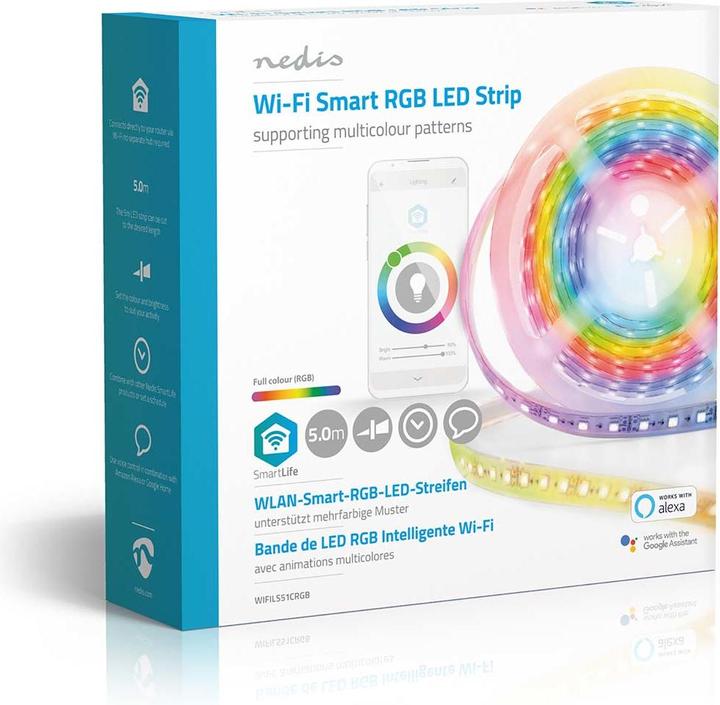 Produktbild Nedis Smartlife Full Color LED-Streifen WIFILS51CRGB WLAN Mehrfarbig 5000 mm IP65 700 lm (500 cm, Indoor)