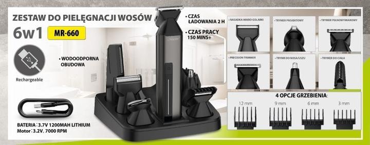 Image du produit Maestro Zestaw do strzyżenia włosów 6w1 USB MR-660