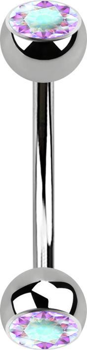 Star Piercing Sterile Micro Banane silber mit zwei Kugeln Kristall multicolor (ohne Messing, Titan G23)