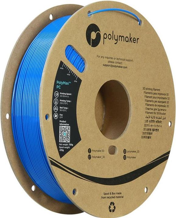 Actual product image Polymaker PolyMax Tough PC Blau 1,75 mm 750 g (Carbon, 1.75 mm, 750 g, Blue)
