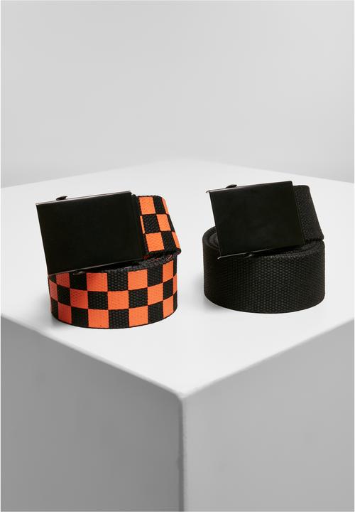 Urban Classics Check And Solid Canvas Belt 2-Pack