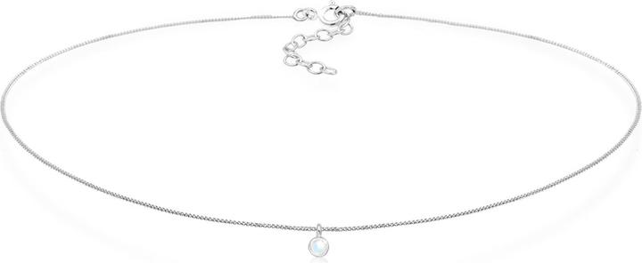 Elli Choker, Edelsteinkette (Mondstein, 925er Sterling Silber, 36 cm)