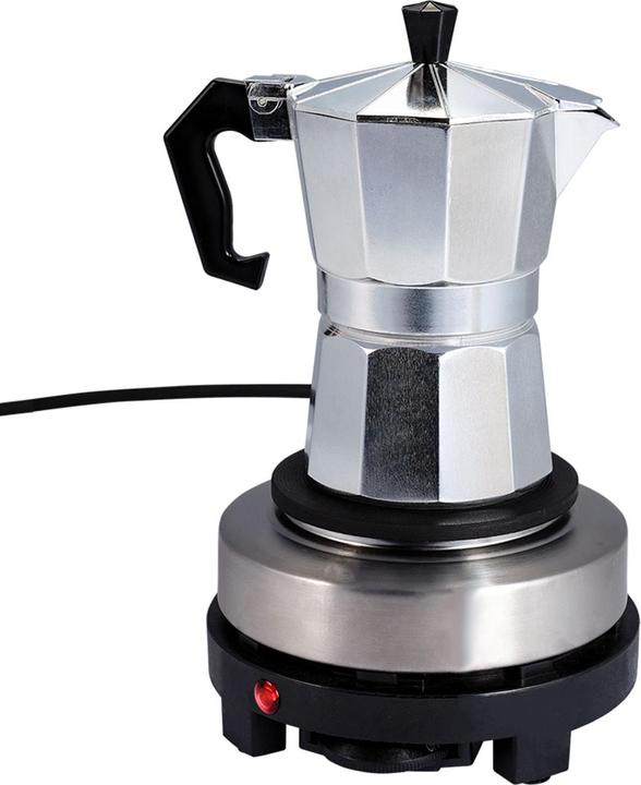 Produktbild Casativo Kompakte elektrische Mini-Einzelkochplatte mit Espresso-Kocher, 500 Watt