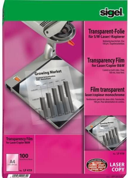 Image du produit Sigel Transparents pour rétroprojecteur (100 g/m², 100 x)