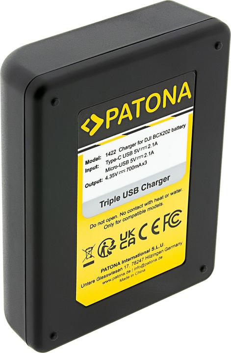 Actual product image Patona Triple charger DJI Osmo Action 4