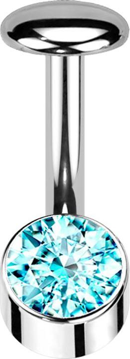 Star Piercing Threadless Labret-Stab Banane silber Zylinder silber Kristall aqua (Titan G23)