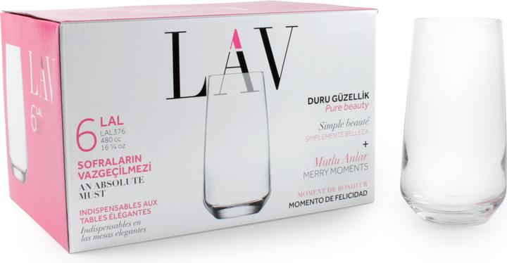 Actual product image LAV Set of 6 tall glasses 480ccm lal (0.48 l, 6 x)