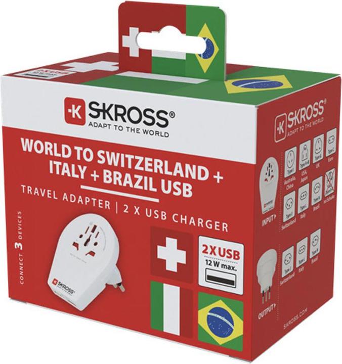 Actual product image Skross Country World to CH Italy Brazil USB