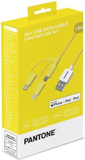 Immagine prodotto Celly PANTONE 3-IN-1 GIALLO MICRO-USB-USBC - CAVO LIGHTNING CELPT-USB003Y1 (1.20 m)
