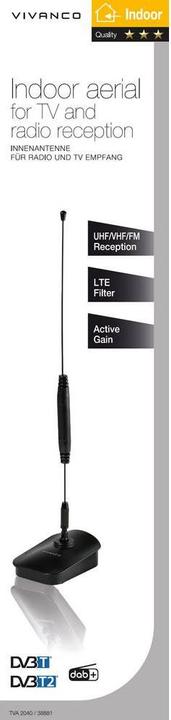 Produktbild Vivanco Tva 2040 (Zimmerantenne, 10 dB, DAB/ DAB+, DVB-T / -T2)