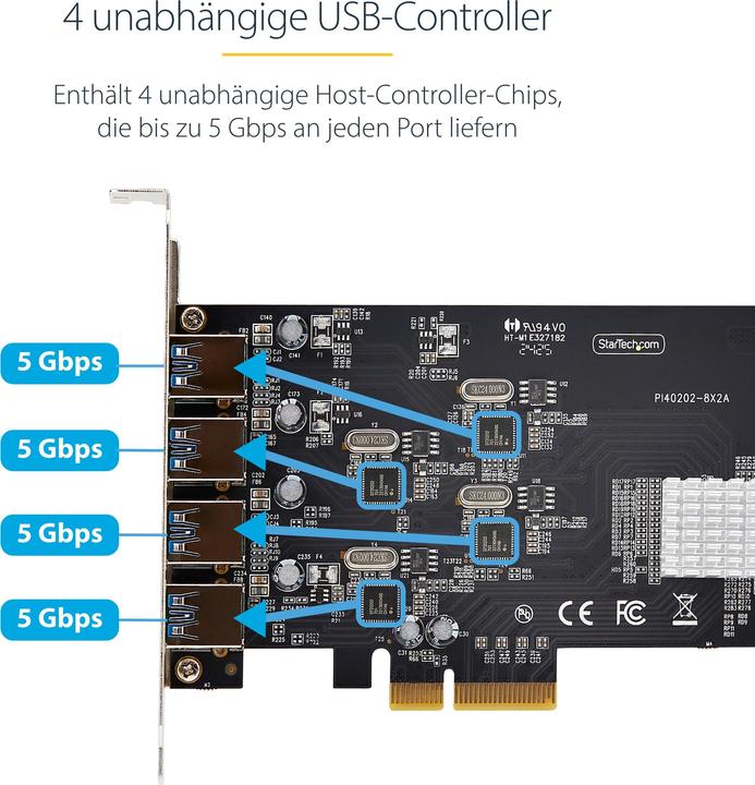 Produktbild StarTech 4-PORT USB-A PCIE CARD 5GBPS